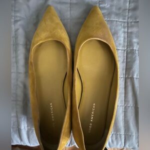 Good American Mustard Yellow Pointed Flats